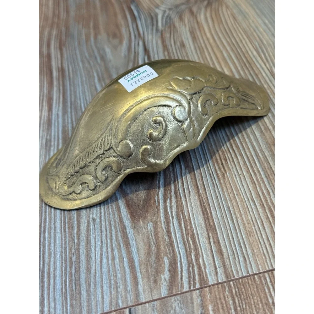 Vintage Bombay Salvage Brass Intricate Dish Piece Art Nouveau Design 2.5x6